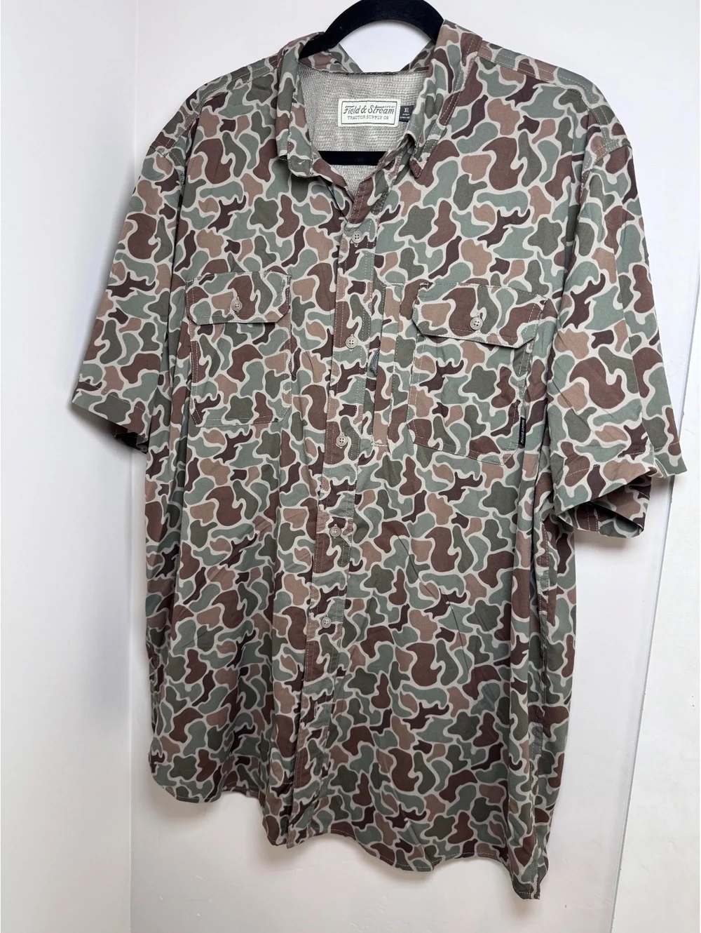 Field & Stream Men's Green Duck Camouflage Button-Up Shirt XL